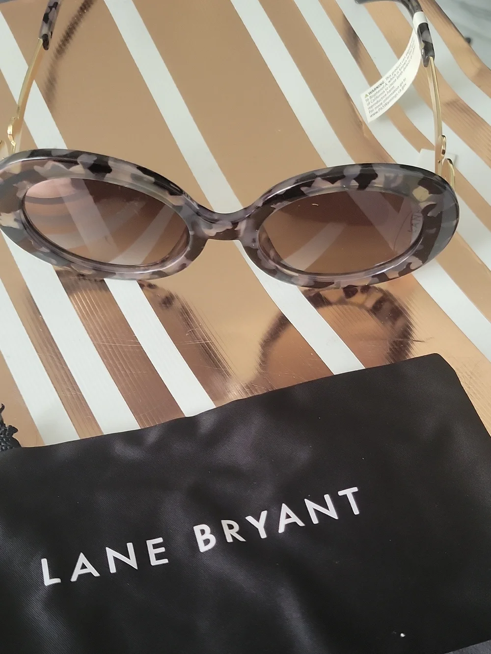 Lane BryantTortoise Print Circle Sunglasses with Gold Arms